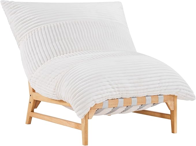 AMERLIFE 46" Oversized Sofa Chair, Modern Accent Chair, Sofa Style Bean Bag with Plush Cushion, Lazy Lounge for Living Room, Corduroy White