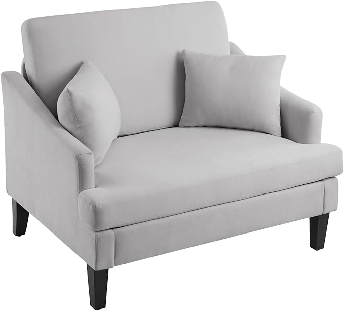 Bezseller Oversized Accent Chair, 33.5'' Wide Seat Comfy Armchair with 2 Pillows, Upholstered Big Reading Chair, Modern Single Sofa Chair for Living Room Bedroom Apartment Office, Grey