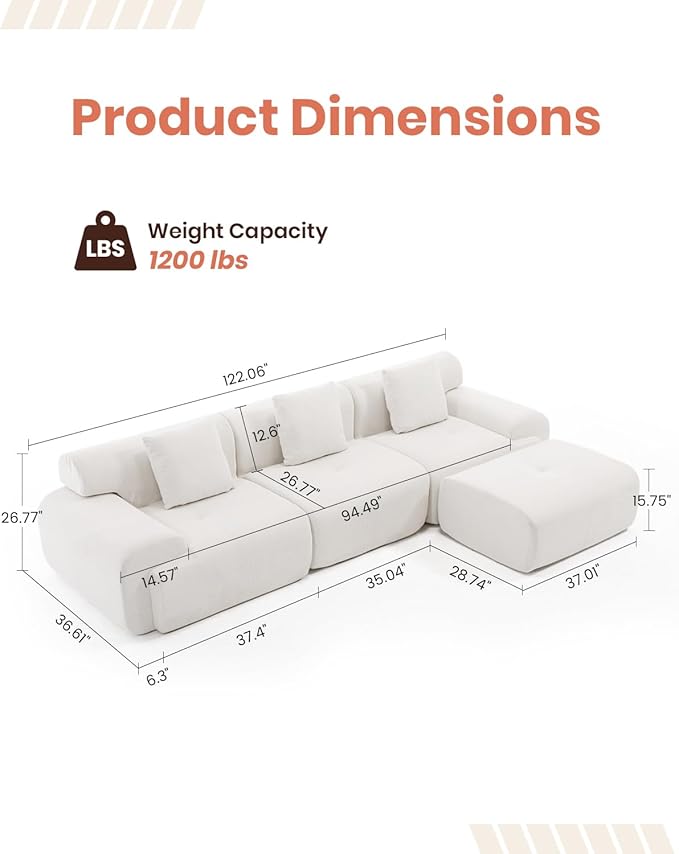 MastonHome Soft Boneless Lounge Couch for Apartment Living, Ideal for Renters & Small Homes, Casual Seating for Relaxing in Living Rooms