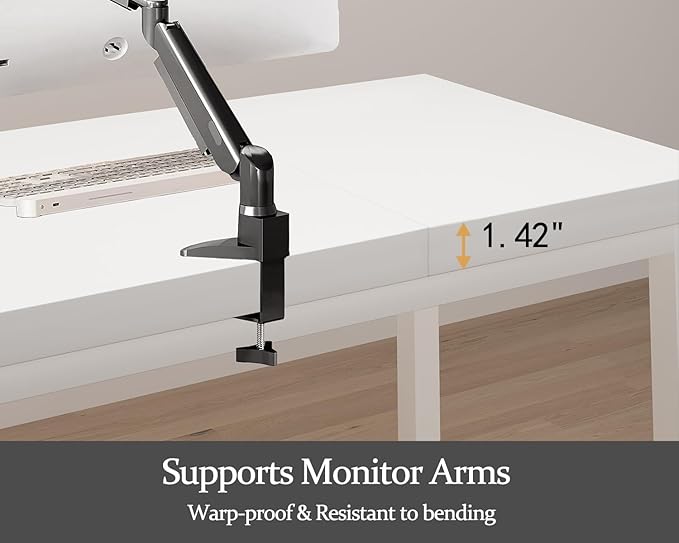 63 Inch Large Computer Desk, Modern Office Desk with Adjustable Feet, Gaming Desk with Deep Desktop, Study Writing Table for Home Office, Work from Home, White