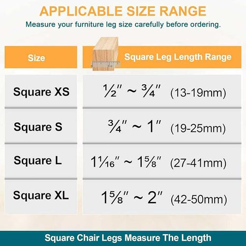 32 Pcs Square Chair Leg Protectors for Hardwood Floors,Felt Furniture Floor Protectors with Silicone Caps, Large Size (Fits Chair Legs with Side Length: 1-1/16'' to 1-5/8'')