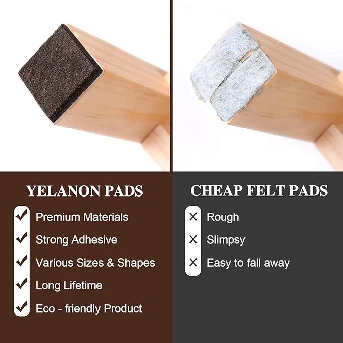 Yelanon Felt Furniture Pads -182 Pcs Premium Felt Pads for Chair Legs Furniture, Floor Protectors for Hardwood Floors, Mix Color