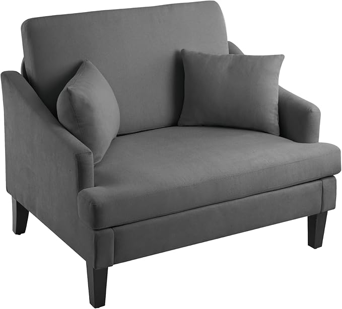 Bezseller Oversized Accent Chair, 33.5'' Wide Seat Comfy Armchair with 2 Pillows, Upholstered Big Reading Chair, Modern Single Sofa Chair for Living Room Bedroom Apartment Office, Dark Grey