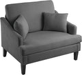 Bezseller Oversized Accent Chair, 33.5'' Wide Seat Comfy Armchair with 2 Pillows, Upholstered Big Reading Chair, Modern Single Sofa Chair for Living Room Bedroom Apartment Office, Dark Grey