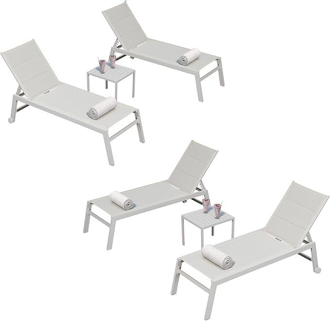 PURPLE LEAF Lounge Chair Pool Chaise Lounge Outdoor Cream 2 Sets