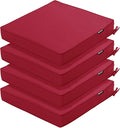 Outdoor Chair Cushions 18.5x16 Inch Waterproof Patio Chair Cushions with Tie 5 Year Color Fastness Thick Outdoor Seat Cushion for Patio Furniture Burgundy Set of 4
