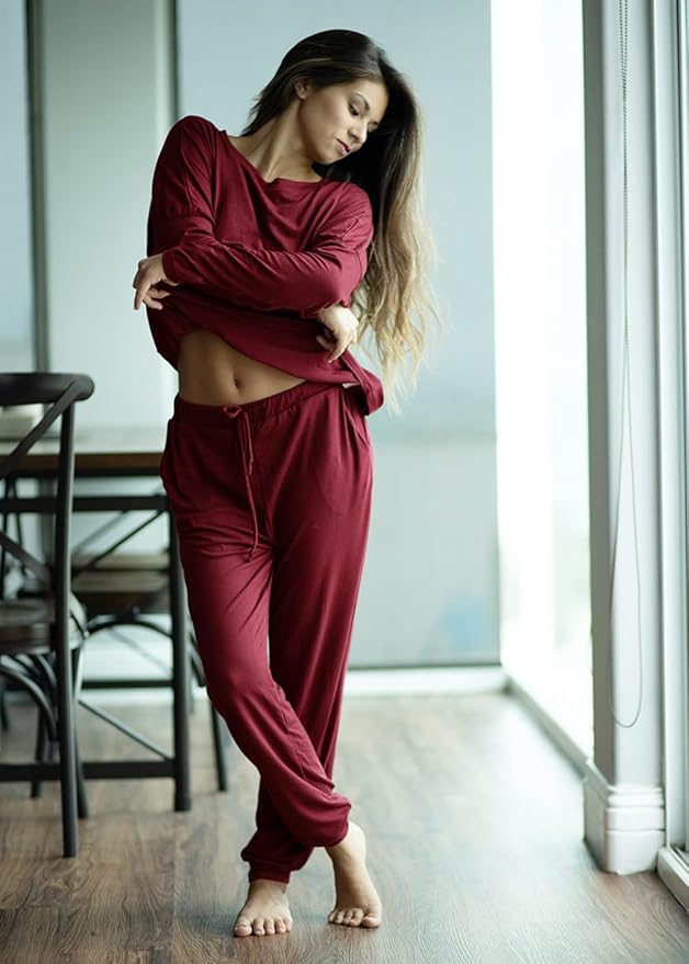 PRETTYGARDEN Women Fall 2 Piece Lounge Outfit Long Sleeve Tops High Waisted Jogger Pants Set Spring Travel Clothes Tracksuit