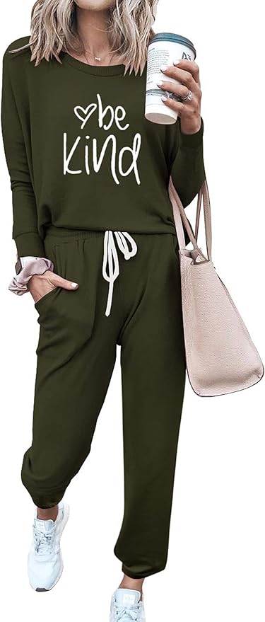 PRETTYGARDEN Women Fall 2 Piece Lounge Outfit Long Sleeve Tops High Waisted Jogger Pants Set Spring Travel Clothes Tracksuit