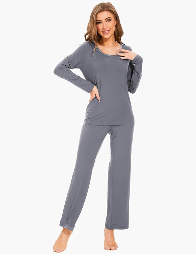 GYS Viscose from Bamboo Women's Pajama Sets Super Soft Long Sleeve Sleepwear Comfy Winter Pjs Sets S-4X