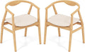 GOFLAME Bamboo Accent Chair Set of 2, Mid-Century Modern Armchair with Padded Seat, Curved Backrest and Wrap-Around Armrest, Upholstered Reading Chair, Leisure Chair for Living Room, Bedroom