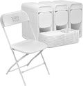 100 Pack White Plastic Folding Chair for Indoor Outdoor, 350 lb Capacity, Foldable Commercial Stacking Chairs with Steel Frame for Office Wedding Party Events