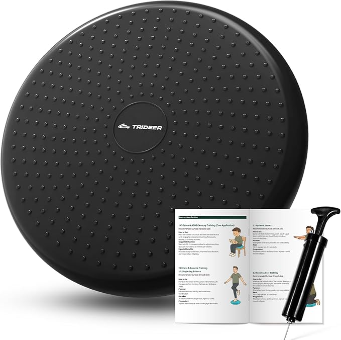 Trideer Wobble Cushion Core Balance Disc, Flexible Seating for Classroom Elementary, Wiggle Seat for Sensory Kids, Balance Pad with Inflation Pump