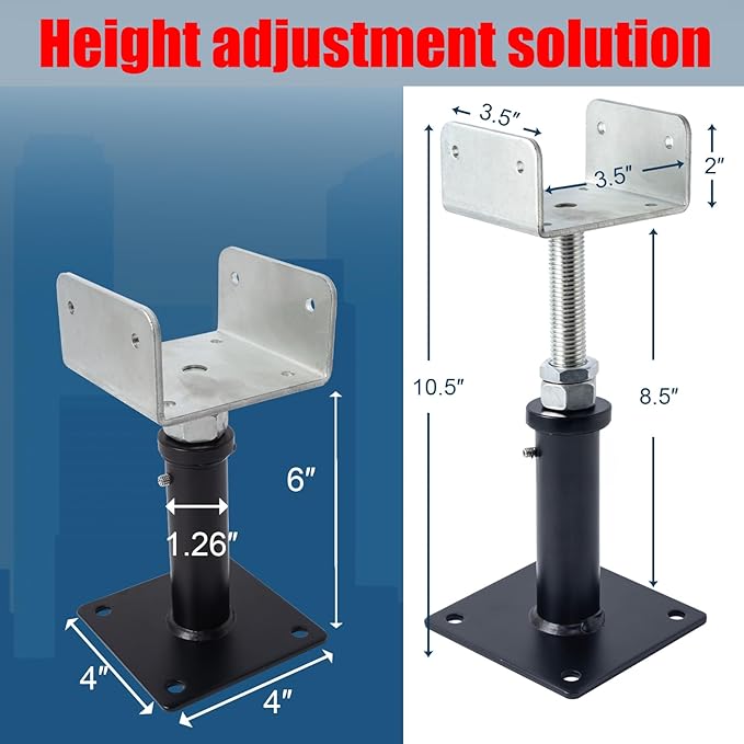 YXGJDP 2 Pack U-Shaped Floor Jack - Adjustable Steel Beam Support for 4x2, 4x4, 4x6 Joists Heavy Duty Screw Jack with U-Head Telepost & House Jack.6-8.5 Inch Adjustment Range.
