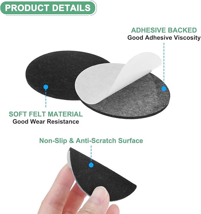 30-Pack Lamp Base Felt, 2.5 Inch Dia. 2mm Thick Self Adhesive Round Fabric Felt Pads for Lamp/Furniture/DIY, Non-Slip Fiber Backed Patch Circles with Adhesive Backing [Black]
