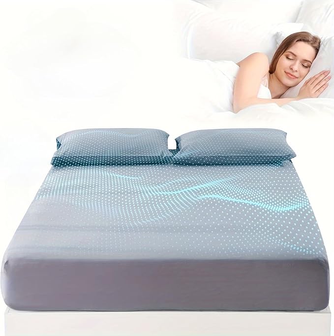Grounding Sheets, 95% Organic Cotton + 5% Silver Fiber, Earth Connected Fitted Sheet with Grounding Cord (Gray, California King)