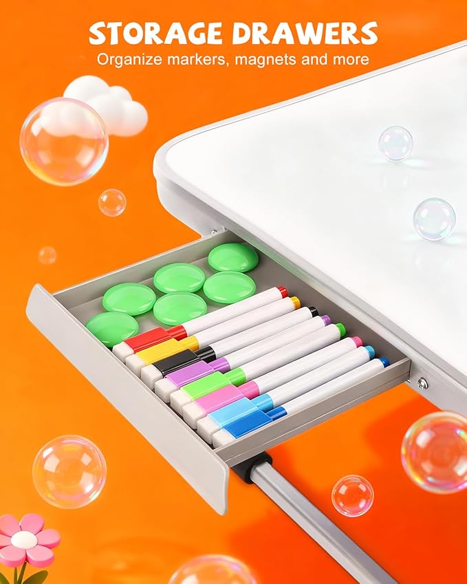 Lap Desk Kids, Dry Erase Board for Kids, Portable Art Table with Magnets and Marks for Drawing, Learning & Play, Gift for Toddlers
