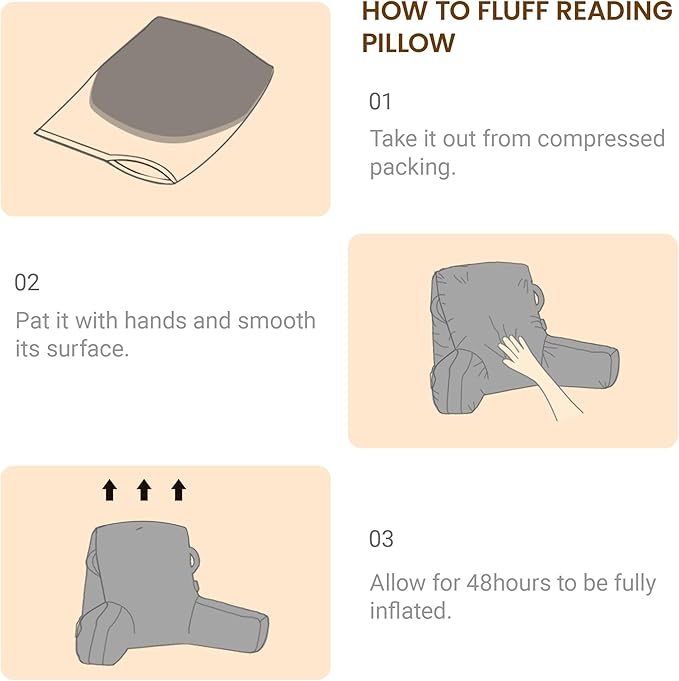 Unisakey Portable Comfy Reading Pillows for Bed Sitting Up(Green Oeko-Tex), Velvet Back Pillow with Arms & Pockets for Adults, Support Memory Foam Bed Pillow for Dorm/Reading/Watching/Gaming