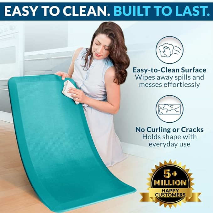 ComfiLife Anti Fatigue Floor Mat – 3/4 Inch Thick Perfect Kitchen Mat, Standing Desk Mat – Comfort at Home, Office, Garage – Durable – Stain Resistant – Non-Slip Bottom (20" x 39", Teal)