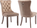 YeahFurn Espresso Brown Mid Century Modern Dining Chairs Set of 2, Velvet Upholstered Kitchen & Dining Room Chairs with Nailhead Trim & Solid Wood Legs, Elegant Sillas De Comedor (Coffee, 2 Pcs)