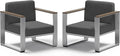 ComfCove 2 Pieces Outdoor Aluminum Armchair, Modern Patio Patio Furniture with Wide Seat and Thick Cushions, All-Weather Oversized Couch for Deck, Porch