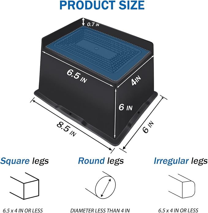 ANNKUT Bed Risers 6 Inch Heavy Duty,Oversized Couch Risers, Extra Wide Furniture Risers for Sofa Table Desk Headboard Chair Lifting,Rectangle Risering Blocks Support 6000 lbs(8 Pack Black)