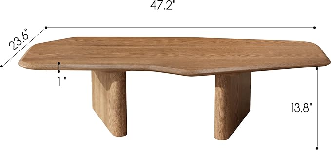 Modern Coffee Table, Small Coffee Tables for Living Room Wood Top Wooden Center Wooden Table Farmhouse Mid-Century Unique Easy Assembly for Living Room & Bedroom,Office, 47.2" W x13.8 H