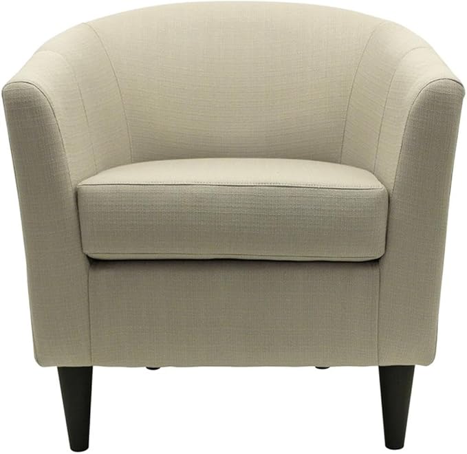 Pemberly Row 17.5" Traditional Fabric Club Chair in Beige Finish