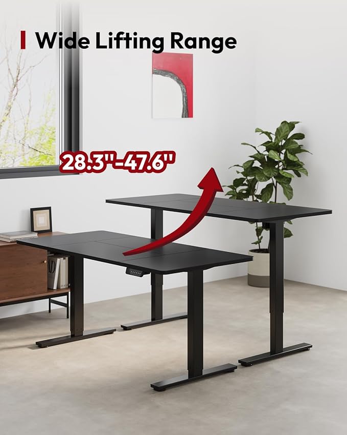 SANODESK Standing Desk Height Adjustable Electric Stand up Desk 79x32 Inches Sit Stand Home Office Desk with Splice Board, Black Frame/Black Top