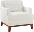 VANOMi Comfy Accent Chair, Terry Oversized Lounge Chair with Cushion, Mid-Century Modern Living Room Chairs Comfy Chair for Bedroom, Apartment, White
