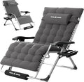 Amopatio Oversized Folding Zero Gravity Chair with Cushion for Indoor & Outdoor, XL Heavy Duty Patio Reclining Lounge Chairs with Tray/Footrest/Headrest