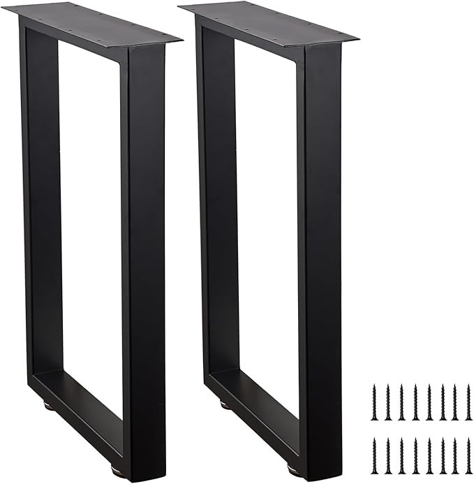 ALLCOS 24 Inch Metal Coffee Table Legs Desk Legs for Furniture, Nightstand, End Table, Side Table, Desk, Black, Set of 2