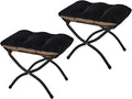 Mordchil HF 15"(H) Folding Ottoman, Set of 2, Foldable Footrest Stool, Small Foot Stool for Couch, Collapsible Foot Rest Ottoman for Sofa, Accent Padded Ottomans for Living Room, Bedroom, Black