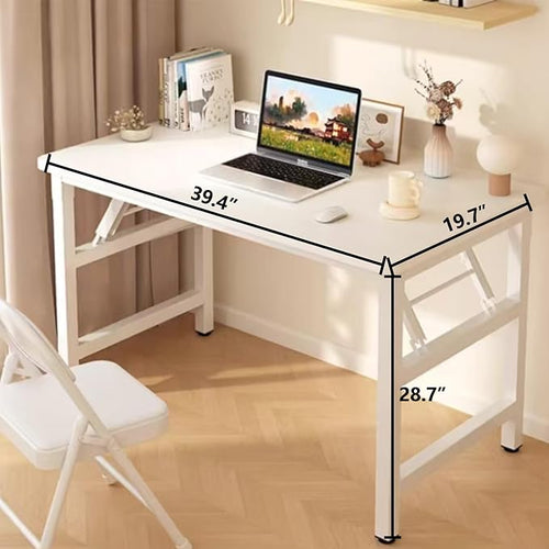 39.4 Inch Folding Table，Square Folding Desks for Small Space,Small Foldable Desk No Assembly,Black.