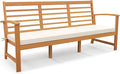 Tangkula 64 Inch Patio Acacia Wood Bench, 3-Seat Extra Long Chair with Cushion, Slatted Seat & Backrest, 3-Person Outdoor Wood Bench for Backyard, Porch, Balcony & Garden