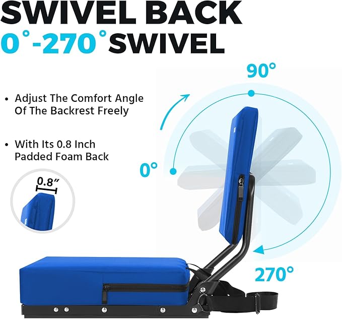HUTMANG Stadium Chairs for Adults,Bleacher Chairs with Back Support,Portable Stadium Seats with Swivel Padded Cushion,Folding Comfort Stadium Seat with Shoulder Strap,Perfect for Sports Events(Blue)