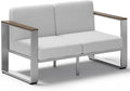ComfCove Outdoor Aluminum Loveseat, Modern Patio Patio Furniture with Wide Seat and Thick Cushions, All-Weather Oversized Couch for Deck, Porch