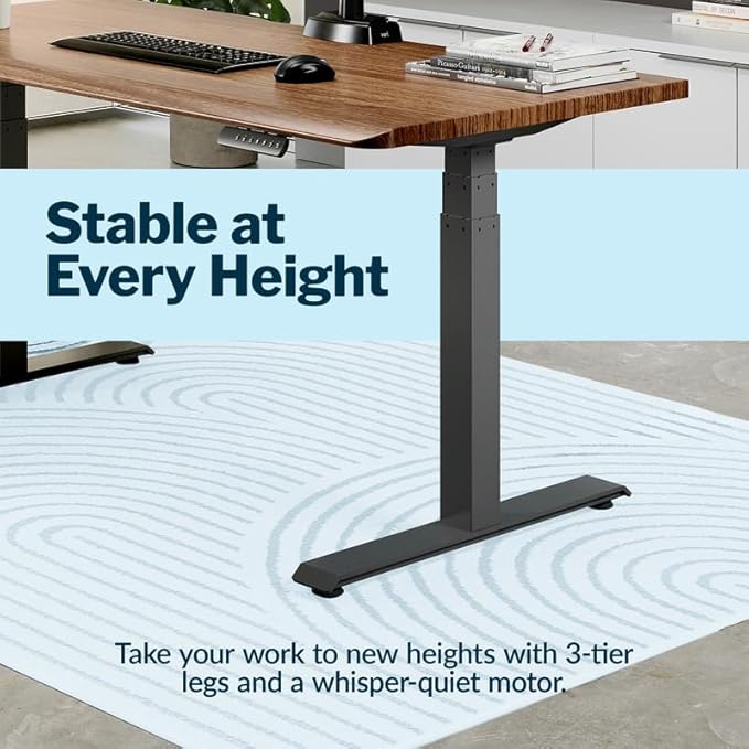 Vari ComfortEdge 60x30 Inch Adjustable Electric Standing Desk – Sit Stand VariDesk with Memory Presets, Sloped Edge, 200 LB Capacity + Tool-Free Assembly (Walnut)