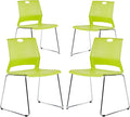 Green Stackable Chairs Set of 4, Stacking Waiting Room Chair with Sled Base, Office Guest Chairs for Conference, Waiting Areas, Library, Training Room, Classroom.