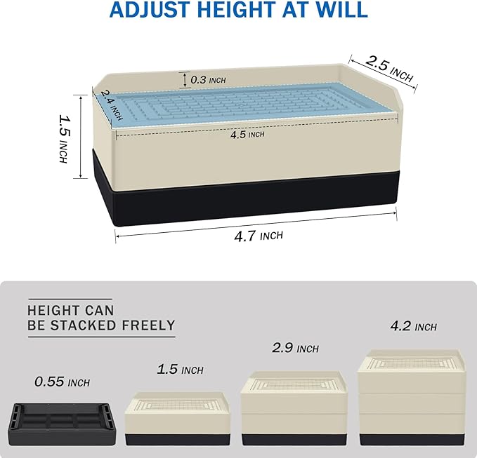 ANNKUT 1.5 inch Furniture Risers, Rectangle Adjustable Risers Blocks for Bed Sofa Table and Couch Lifting ，Heavy Duty Support Up to 1,300 Lbs (4 Pack-Apricot)