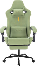 Gaming Chair with Footrest Ergonomic Computer Chair Massage Lumbar Cushion, Racing Video Game Chair Adjustable Rocker Recliner Executive Office Desk Chair Fabric for Adults