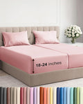 Extra Deep Pocket Split King Sheets - 5 Piece Breathable & Cooling Bed Sheets - Hotel Luxury Bed Sheet Set - Soft, Wrinkle Free & Comfy - Easily Fits Extra Deep Mattresses - Baby Pink Sheets Set
