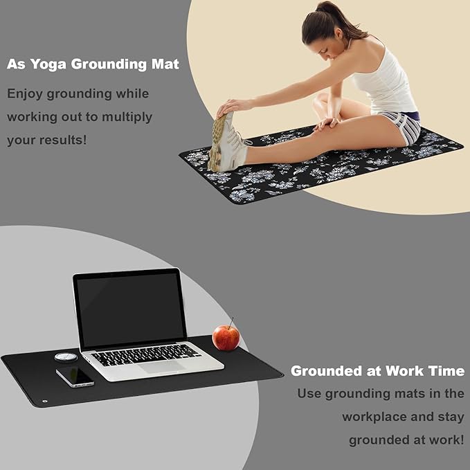 Grounding Mat,Earth Connected for Sleep, Energy,Balance,Pads with 15ft Cord,Indoor for Home,Office,Work,Yoga(23.6"x35.5")