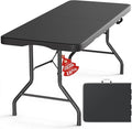 Fenbeli Upgraded 18% Thickened Folding Table 6ft Made of HDPE Plastic, Heavy Duty (25lb), Stable Thicker Legs, Dining Indoor Outdoor for Camping, Picnic and Party, Black