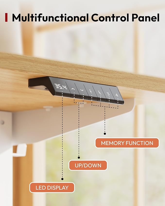 SANODESK Standing Desk Height Adjustable Electric Stand up Desk 55x24 Inches Sit Stand Home Office Desk with Splice Board, White Frame/Maple Top
