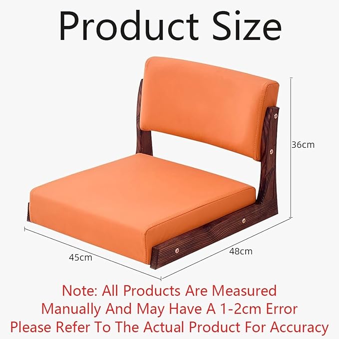 ELEFOCUS Tatami Floor Chair,Tatami Zaisu Meditation,Japanese Legless Floors Chairs,Meditation Chair with Back Support(Orange)