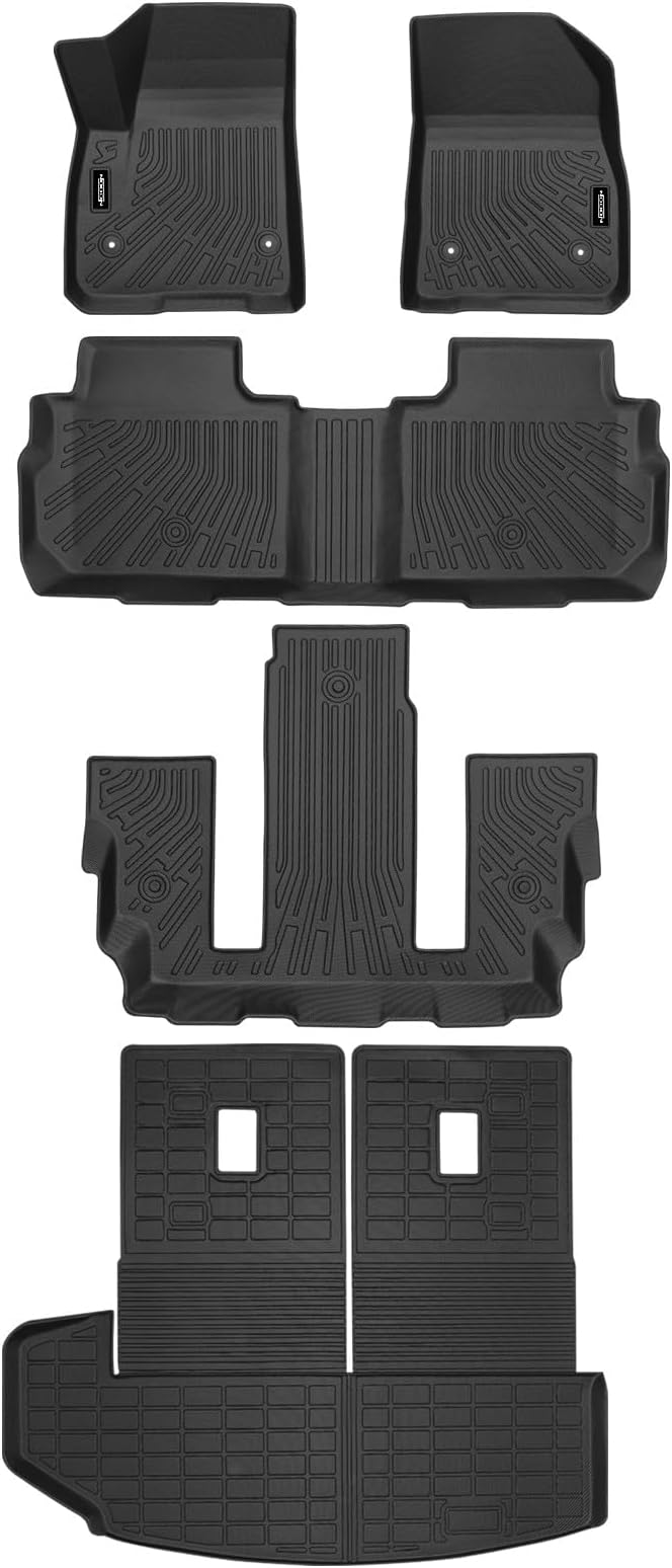 Floor Mats for 2020-2025 2026 Cadillac XT6 6 Seats Floor Mats & Trunk Mat & Backrest Mats All Weather for Cadillac XT6 Accessories Guard Odorless Anti-Slip Floor Liner(2nd Row Bucket Seats)
