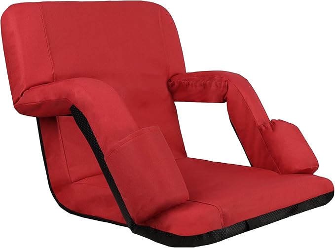 Anmiro Stadium Seats with Back Support Bleacher Chairs with Back and Extra Wide Cushion Thick Padded Bleacher Portable Reclining Seats for Football, Baseball and Basketball (Red, Medium)