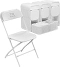 70 Pack White Plastic Folding Chair for Indoor Outdoor, 350 lb Capacity, Foldable Commercial Stacking Chairs with Steel Frame for Office Wedding Party Events