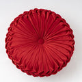 vctops Christmas Red Velvet Seat Cushions Round Floor Pillows Thicken Chair Cushions Pleated Chair Pads Seat Pad Throw Pillows for Bedroom Living Room (Red,Diameter 14")