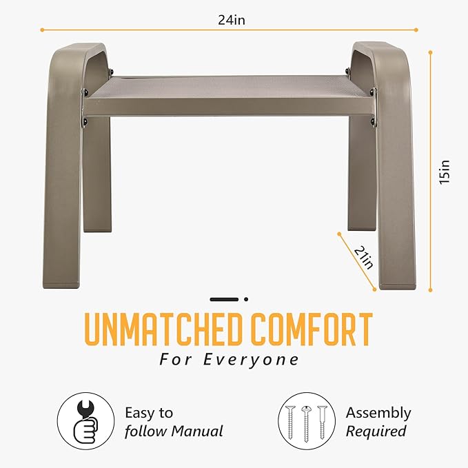 Deugold Outdoor Patio Footstools 2 Set Suit Patio Chairs Texliene Outside Ottomans Side Table for Backyard Beige